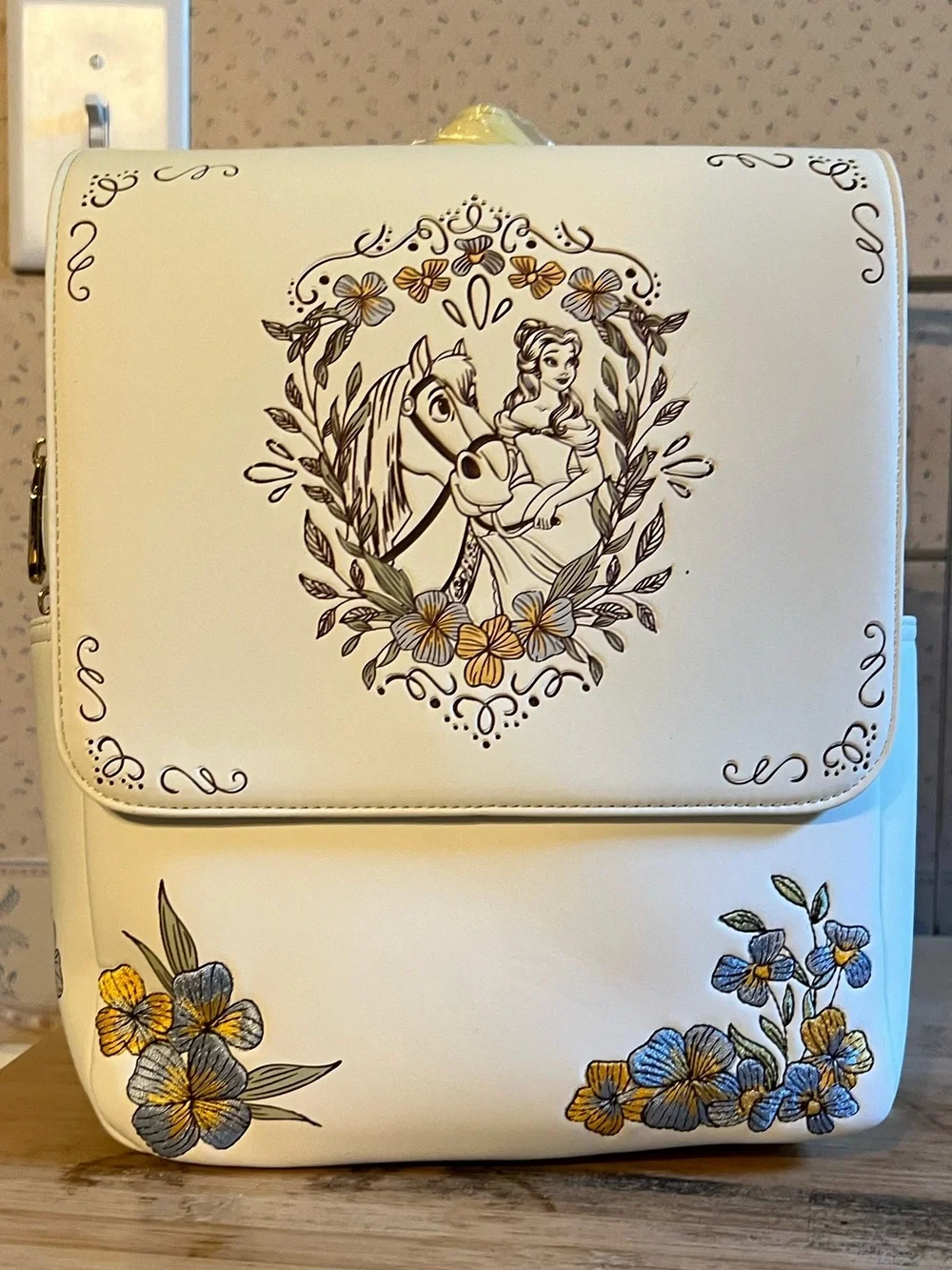 Disney Beauty and the Beast Belle and Philippe Floral Mink Backpack